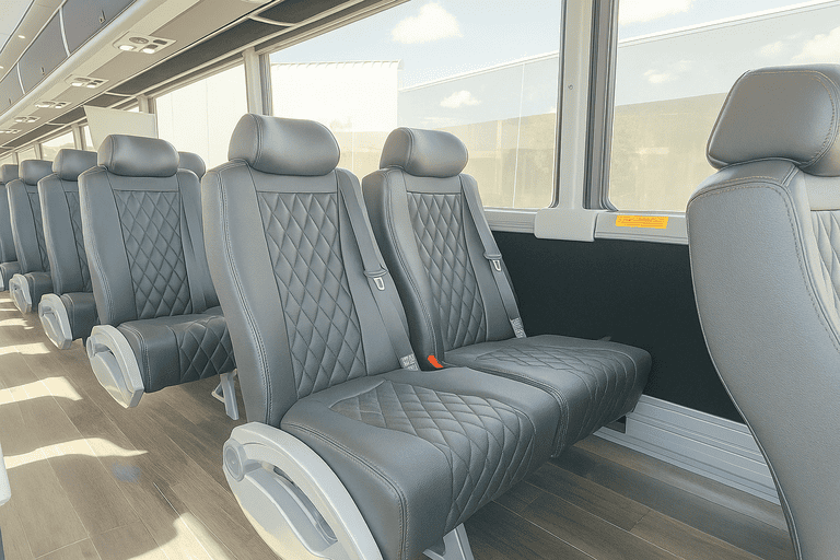 interior of Franklin Minibus Company charter bus